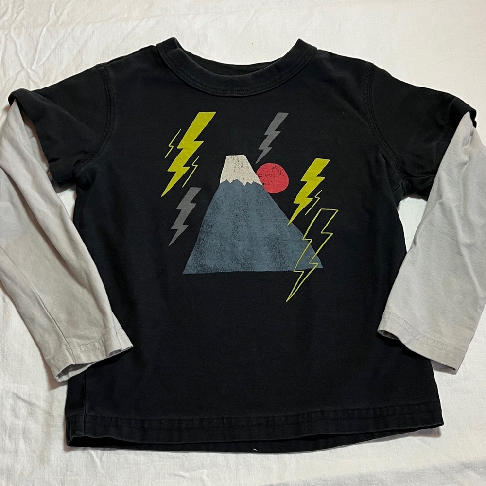 4T Tea Collection Black and Gray Mountain Graphic Long Sleeve Tee